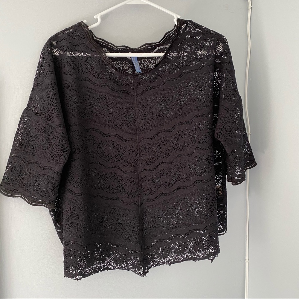 Free People Lace Cropped Blouse